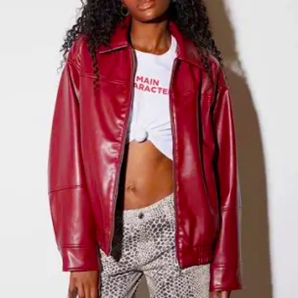 Pacsun Tan Oversized Pleather Jacket Size M/L